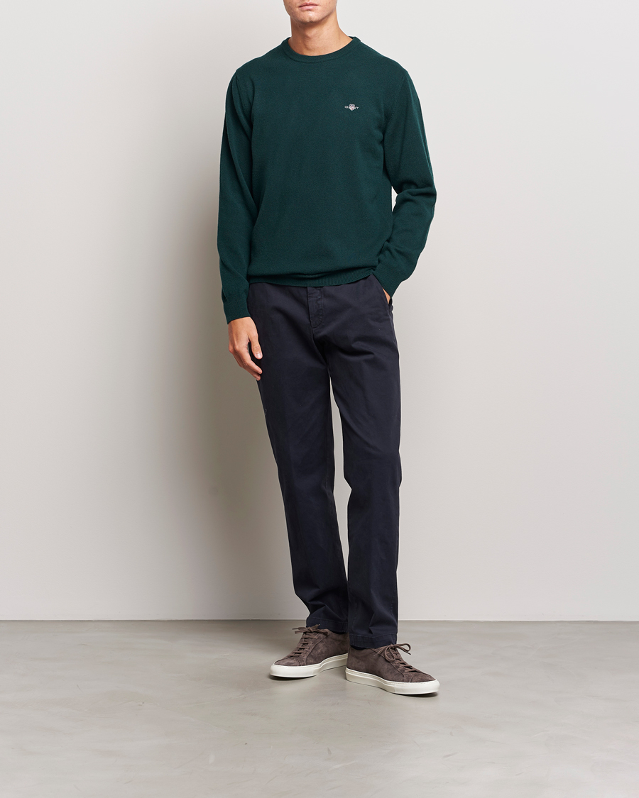Herre | Trøjer | GANT | Lambswool Crew Neck Pullover Tartan Green