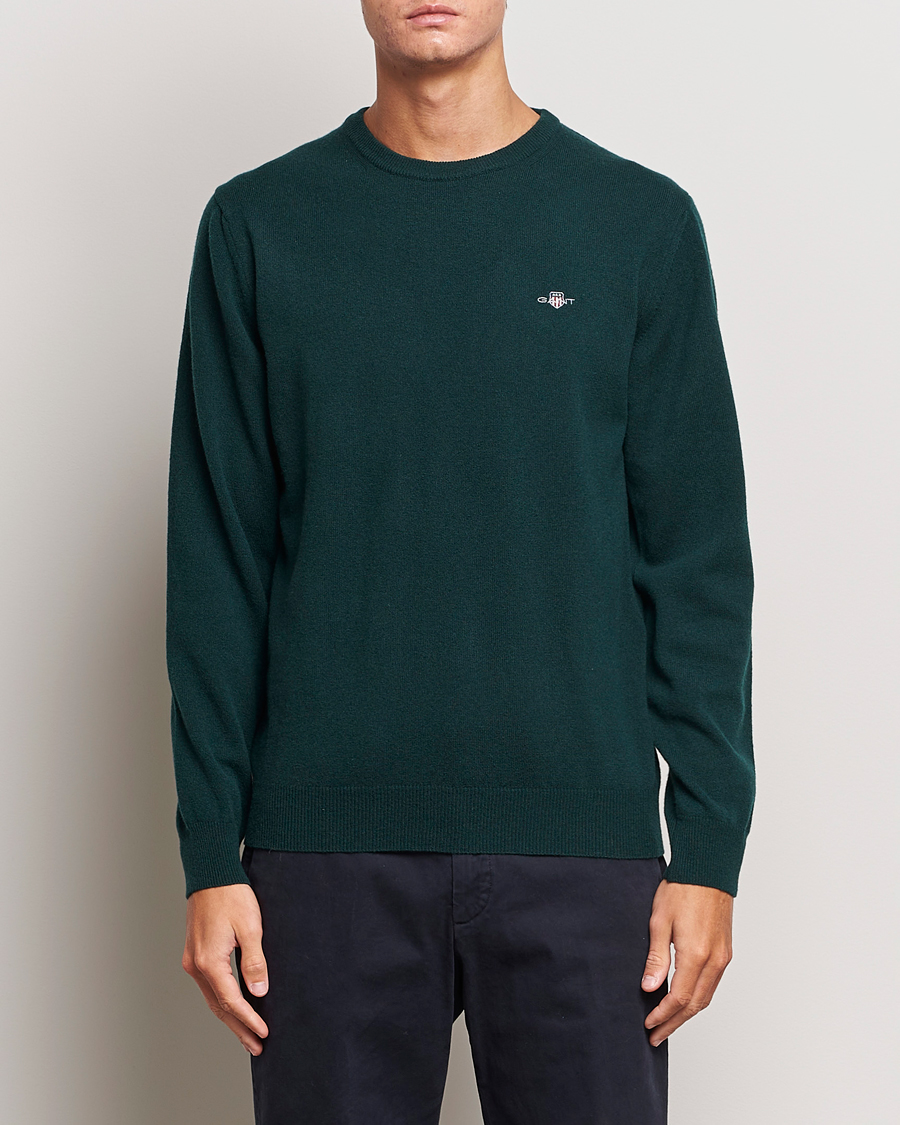 Herre | Trøjer | GANT | Lambswool Crew Neck Pullover Tartan Green