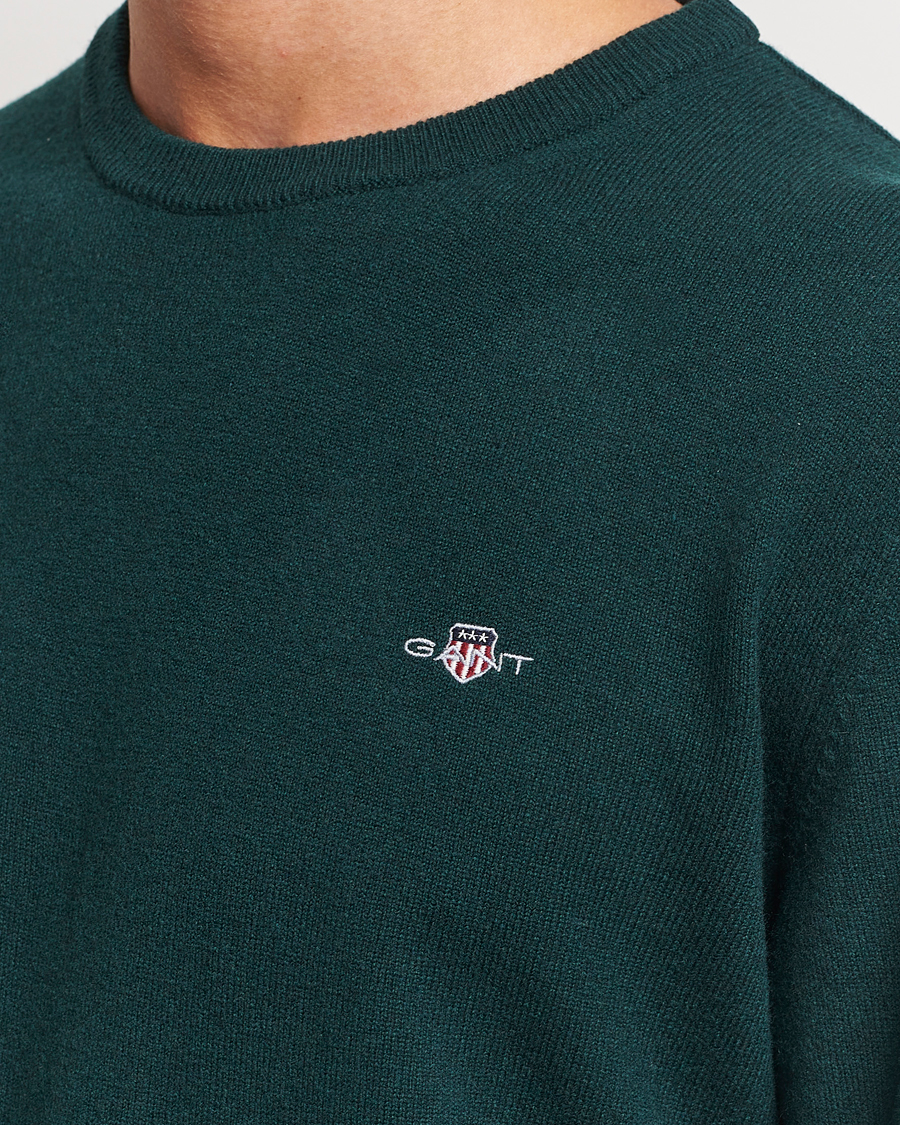 Herre | Trøjer | GANT | Lambswool Crew Neck Pullover Tartan Green