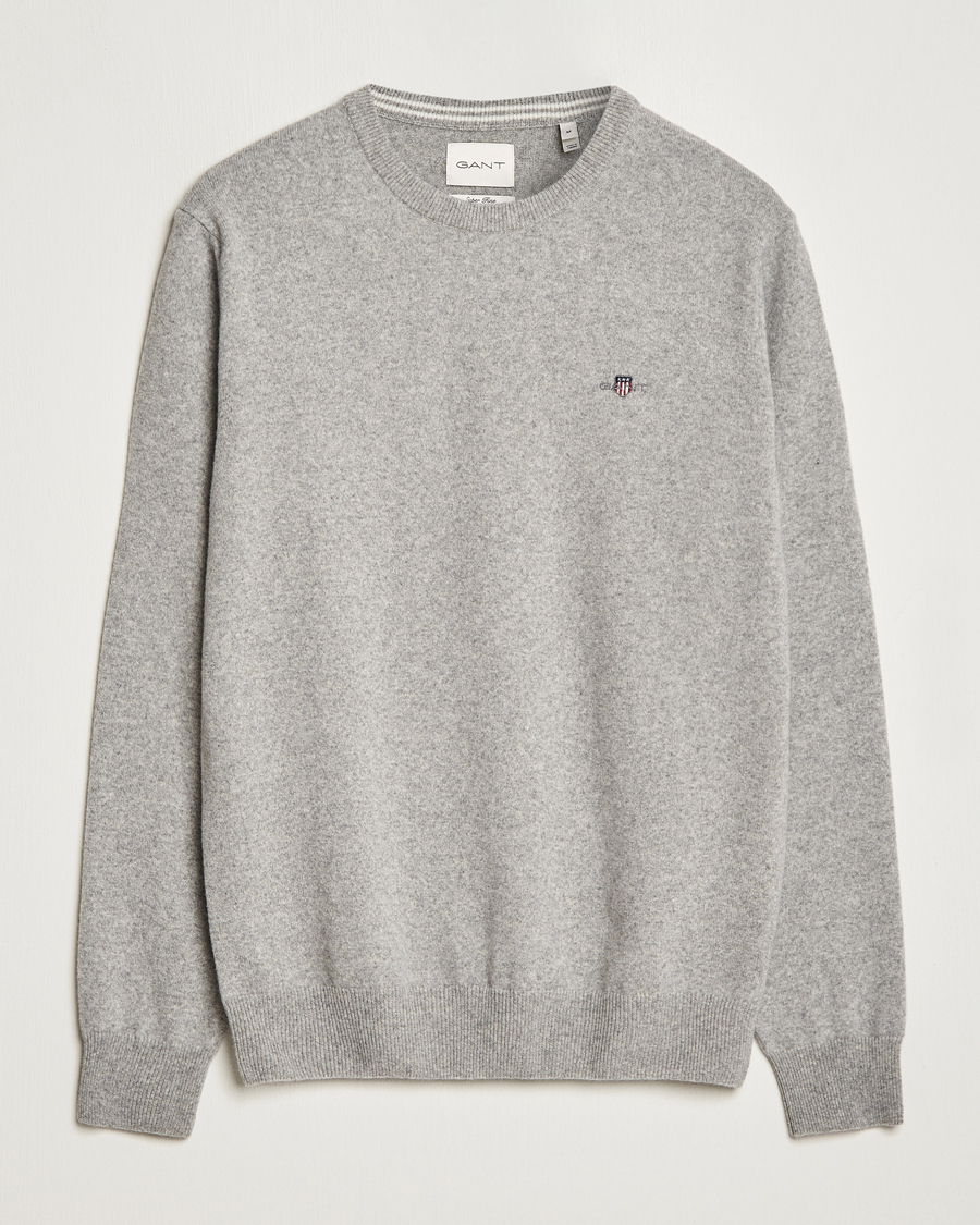 Herre | Trøjer | GANT | Lambswool Crew Neck Pullover Grey Malange