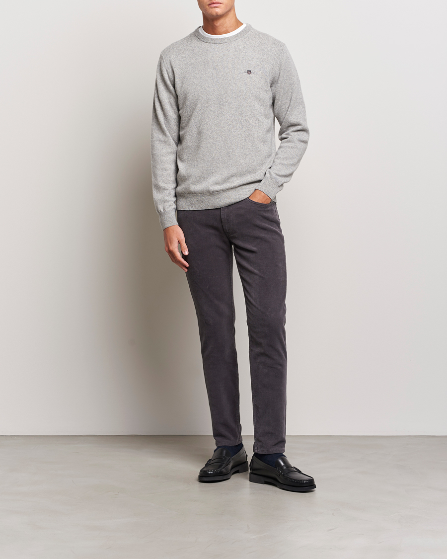 Herre | Trøjer | GANT | Lambswool Crew Neck Pullover Grey Malange