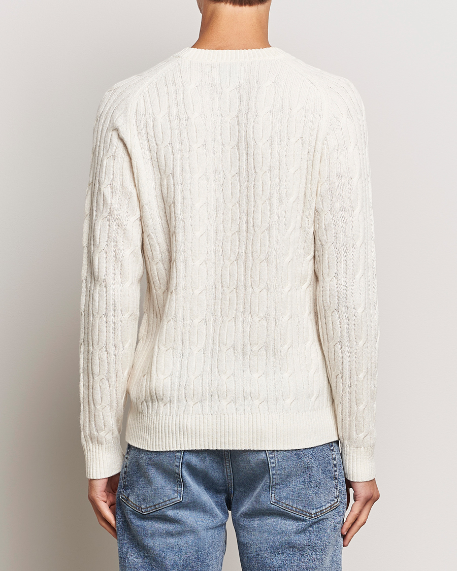 Herre | Trøjer | GANT | Lambswool Cable Crew Neck Pullover Cream