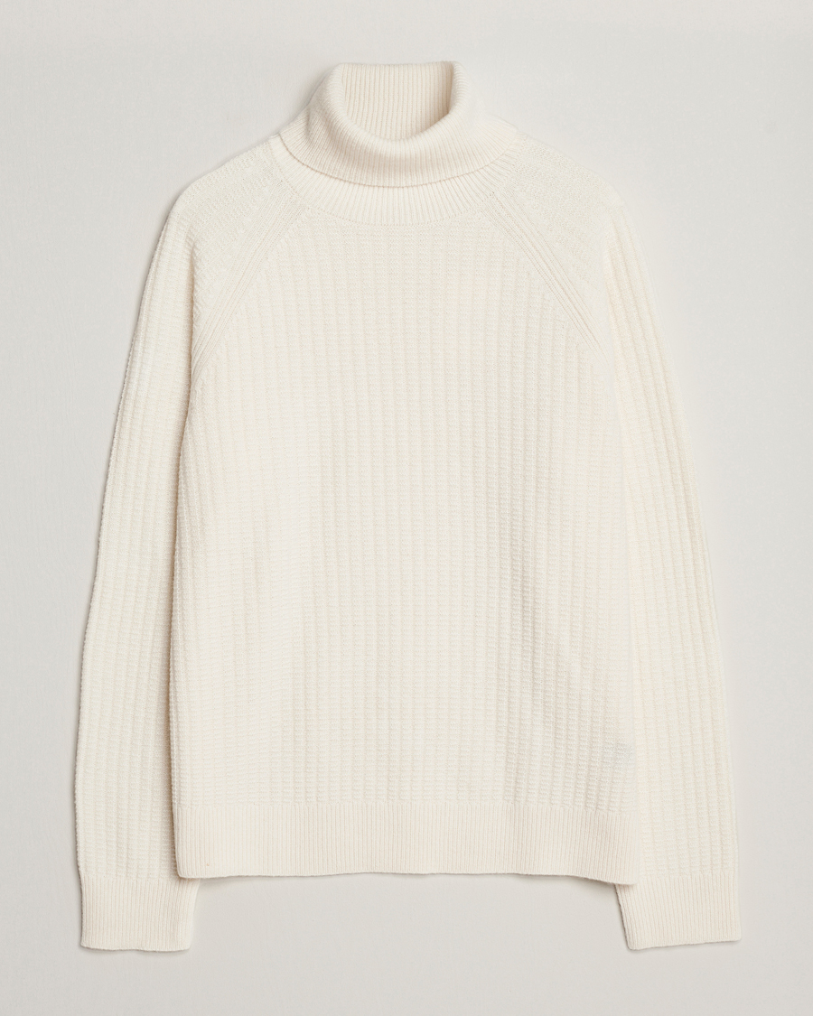 Herre | Trøjer | GANT | Lambswool Textured Rollneck Cream