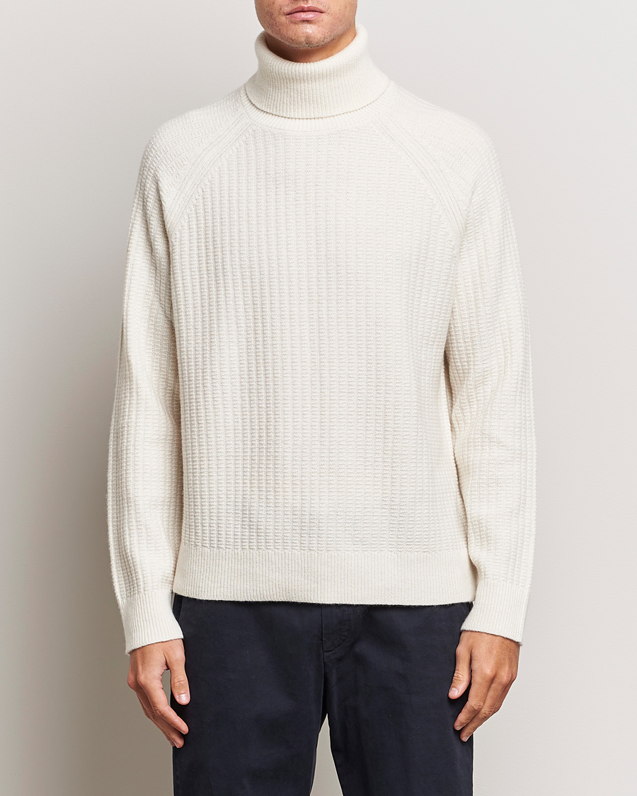 Herre | Trøjer | GANT | Lambswool Textured Rollneck Cream