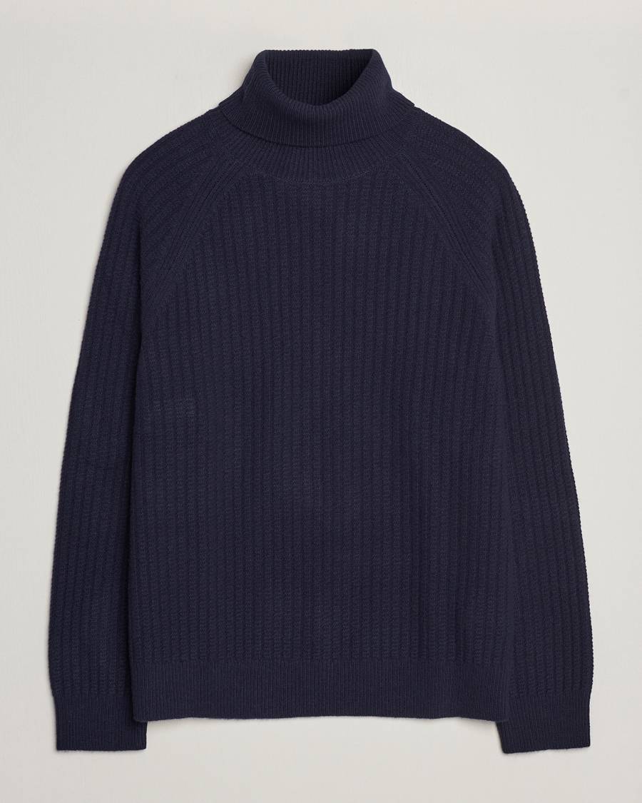 Herre | Trøjer | GANT | Lambswool Textured Rollneck Evening Blue
