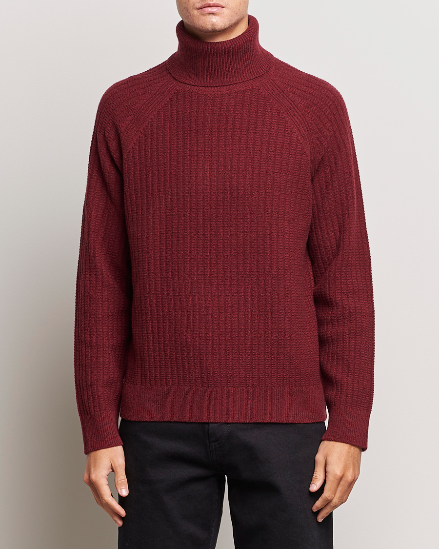 Herre | Rullekravetrøjer | GANT | Lambswool Textured Rollneck Plumped Red