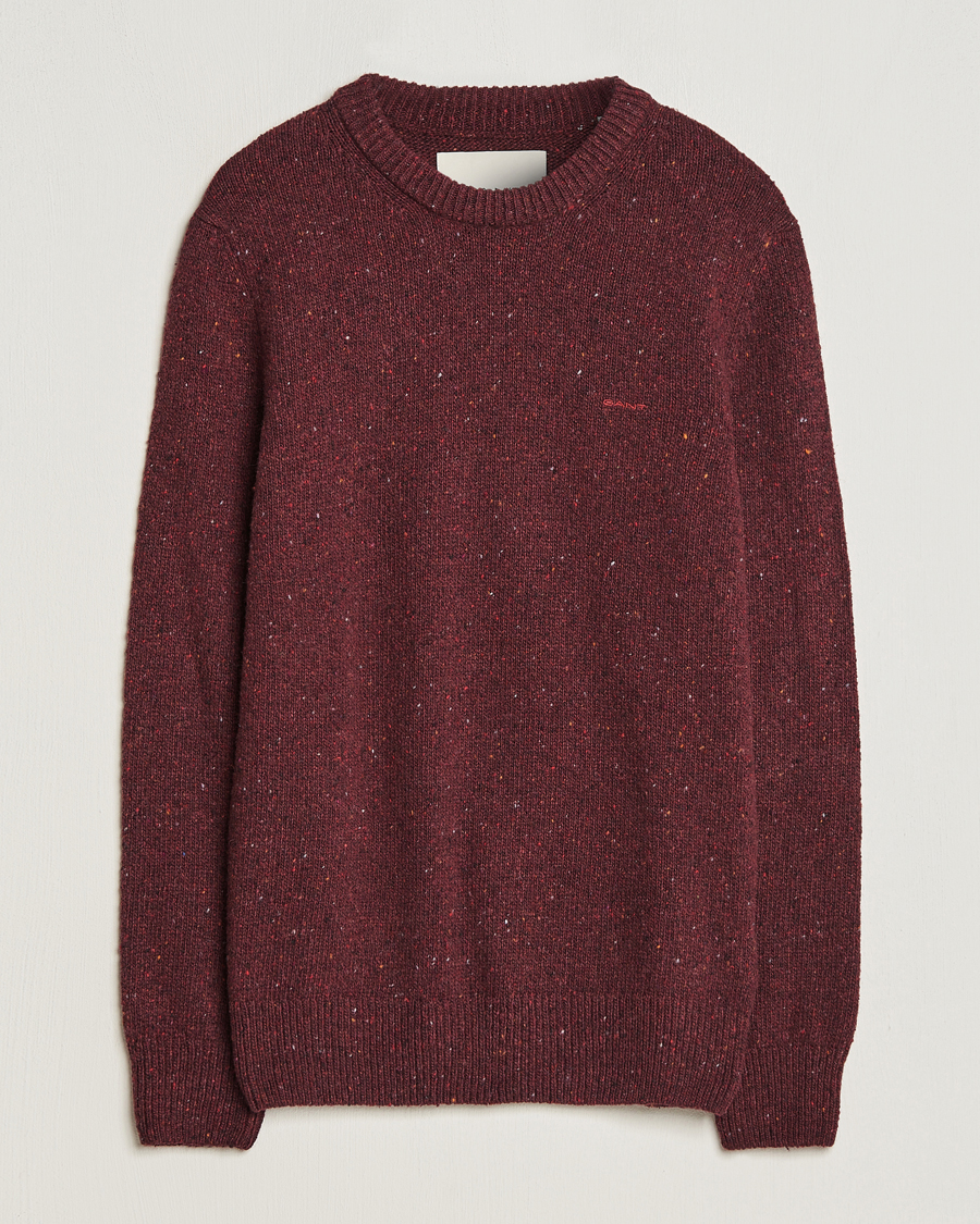 Herre | Trøjer | GANT | Neps Donegal Crew Neck Sweater Plumped Red