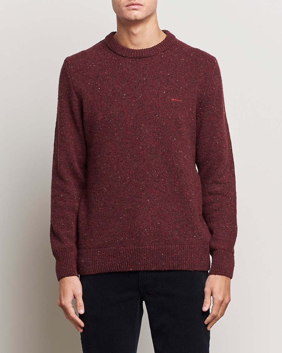 Herre | Trøjer | GANT | Neps Donegal Crew Neck Sweater Plumped Red
