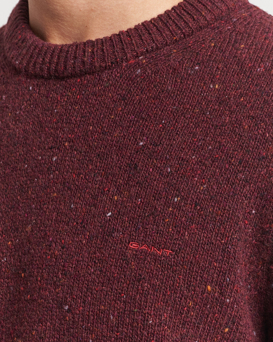 Herre | Trøjer | GANT | Neps Donegal Crew Neck Sweater Plumped Red