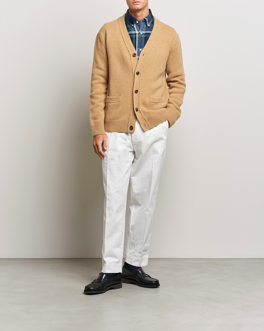 Herre | Trøjer | GANT | Soft Wool Cardigan Khaki Melange