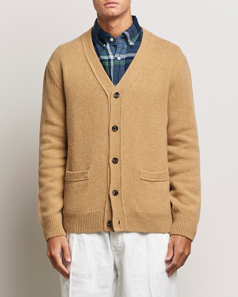 Herre | Trøjer | GANT | Soft Wool Cardigan Khaki Melange