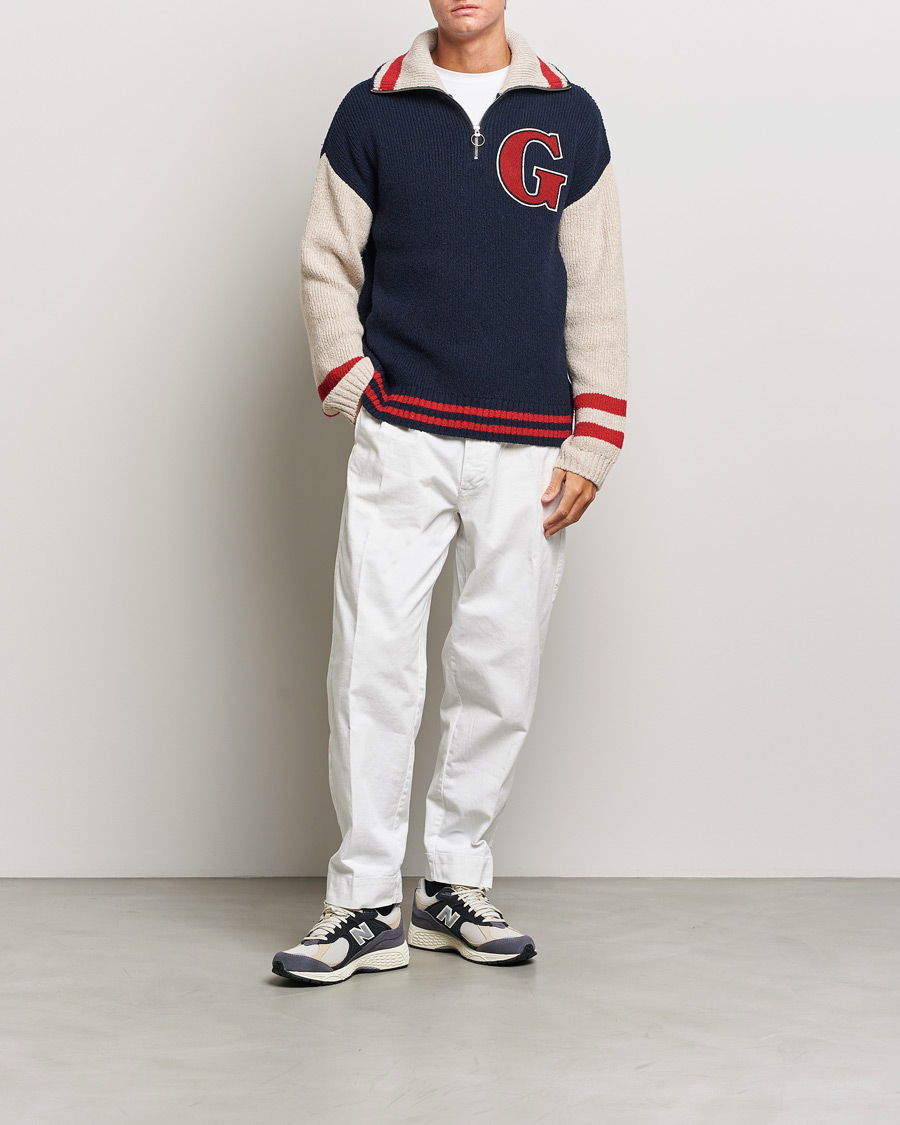 Herre | Trøjer | GANT | Wool Neps Letter Half Zip Evening Blue