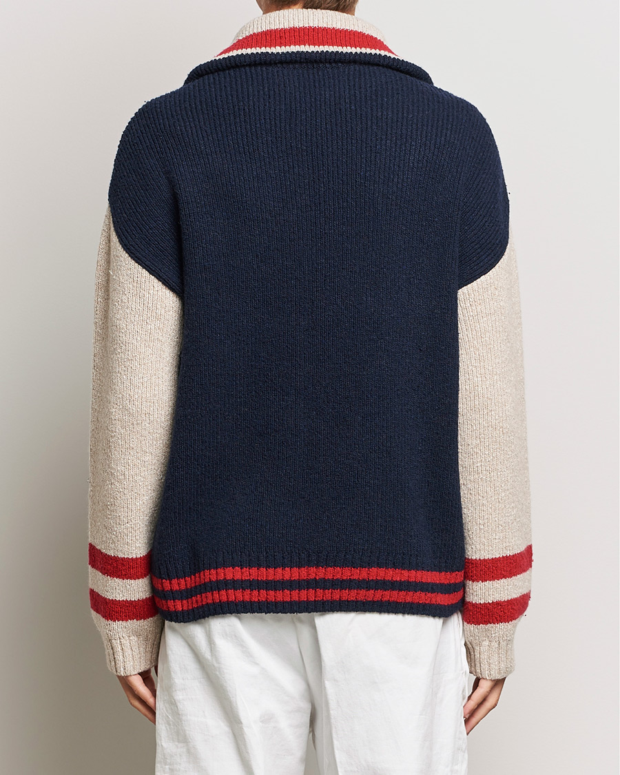 Herre | Trøjer | GANT | Wool Neps Letter Half Zip Evening Blue