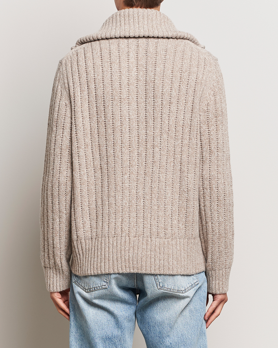 Herre | Trøjer | GANT | Heavy Structured Knitted Full Zip Light Beige Melange