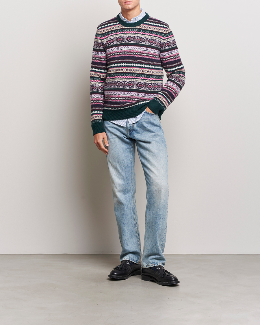 Herre | Trøjer | GANT | Wool Fairisle Sweater Tartan Green