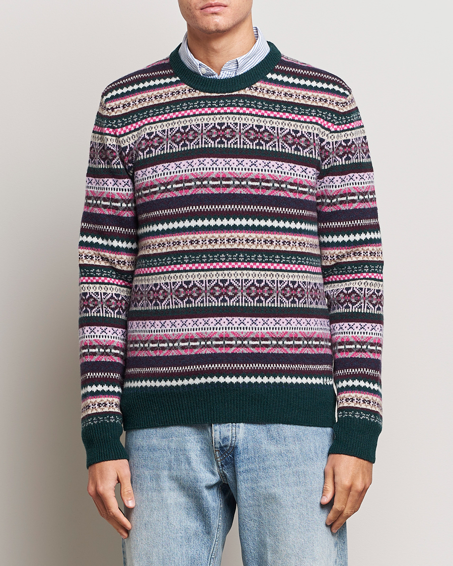 Herre | GANT | GANT | Wool Fairisle Sweater Tartan Green