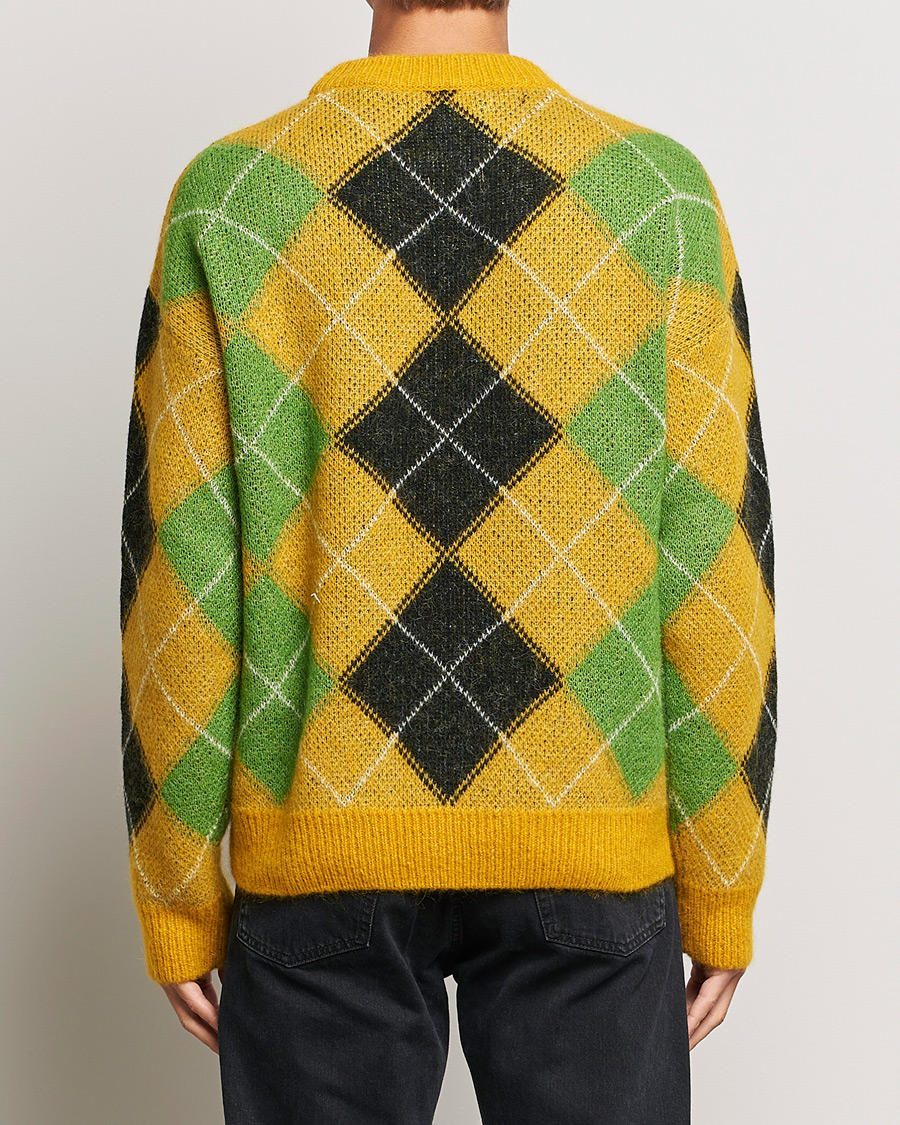 Herre | Trøjer | GANT | Furry Argyle Crew Neck Sunflower Yellow