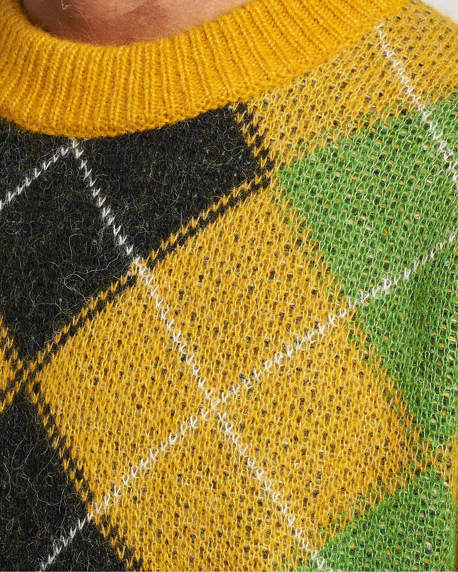 Herre | Trøjer | GANT | Furry Argyle Crew Neck Sunflower Yellow