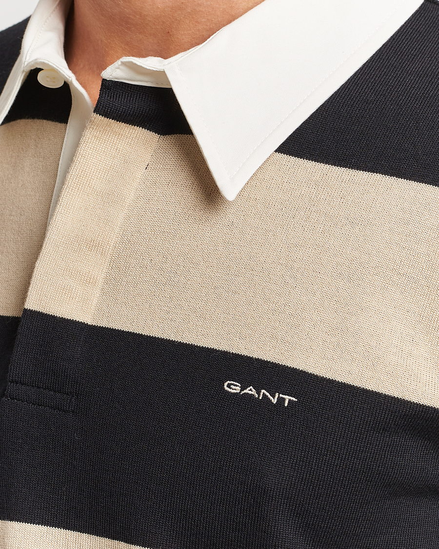 Herre | Trøjer | GANT | Barstriped Knitted Rugger Beige/Navy
