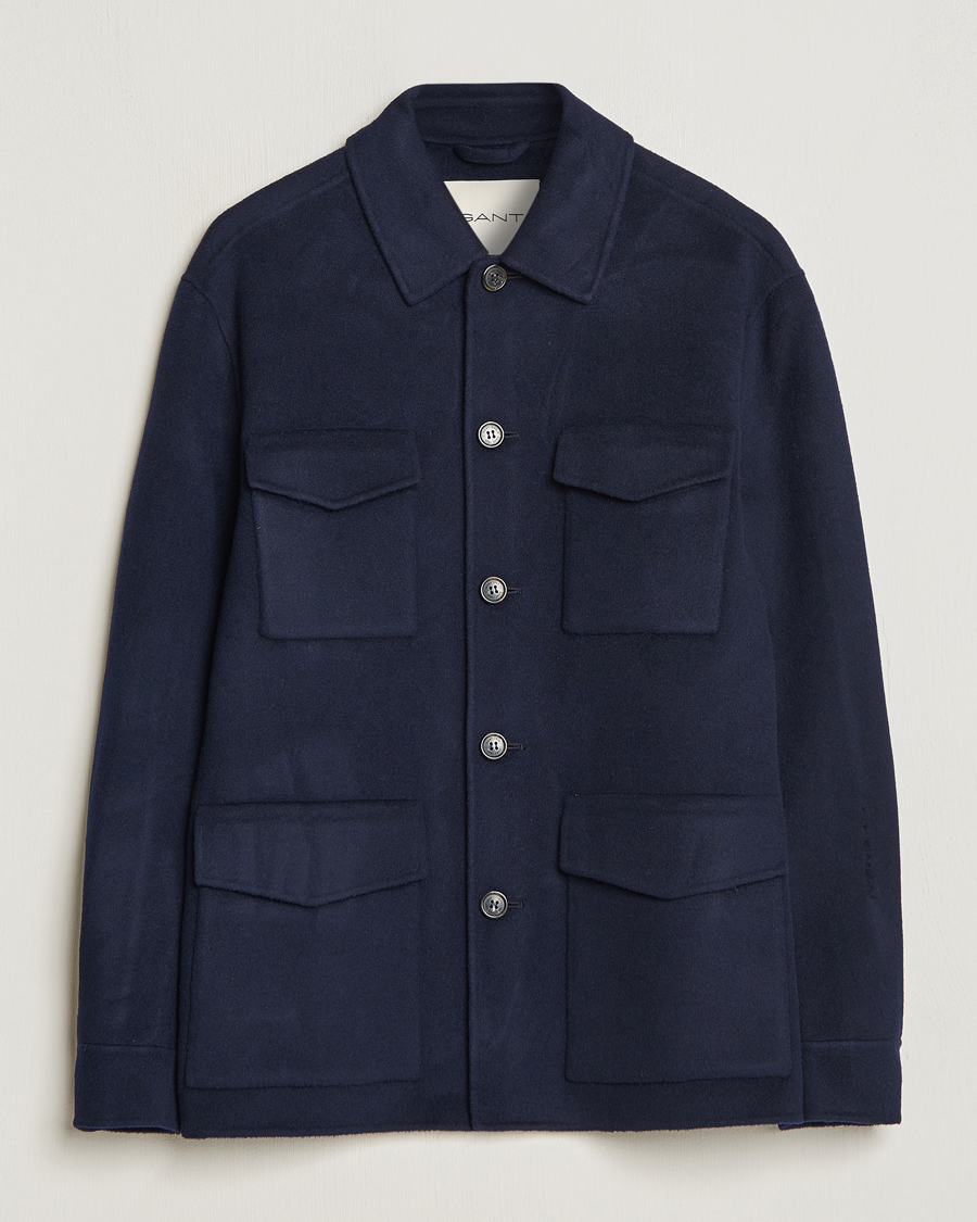 Herre | Jakker | GANT | Wool Pocket Shirt Jacket Evening Blue