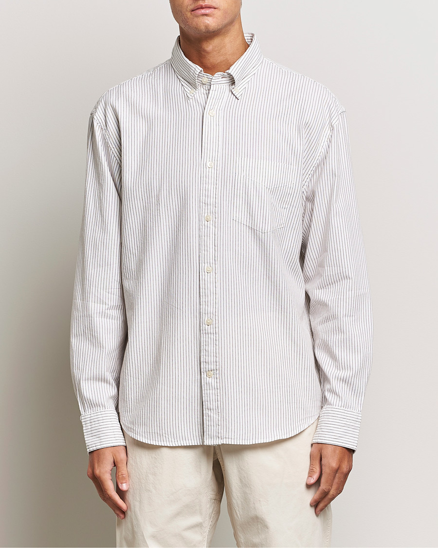 Herre |  | GANT | Regular Fit Archive Oxford Striped Shirt Eggshell