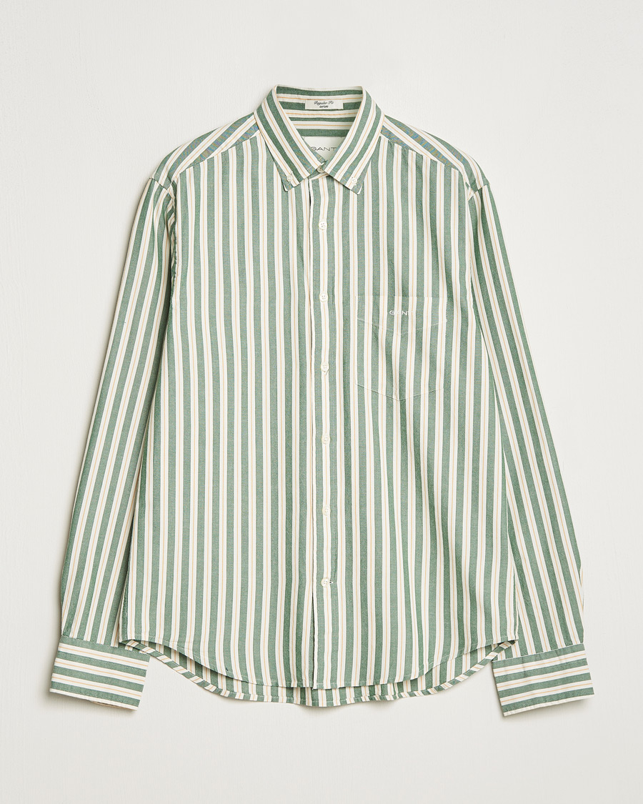 Herre | Skjorter | GANT | Regular Fit Archive Oxford Striped Shirt Forest Green