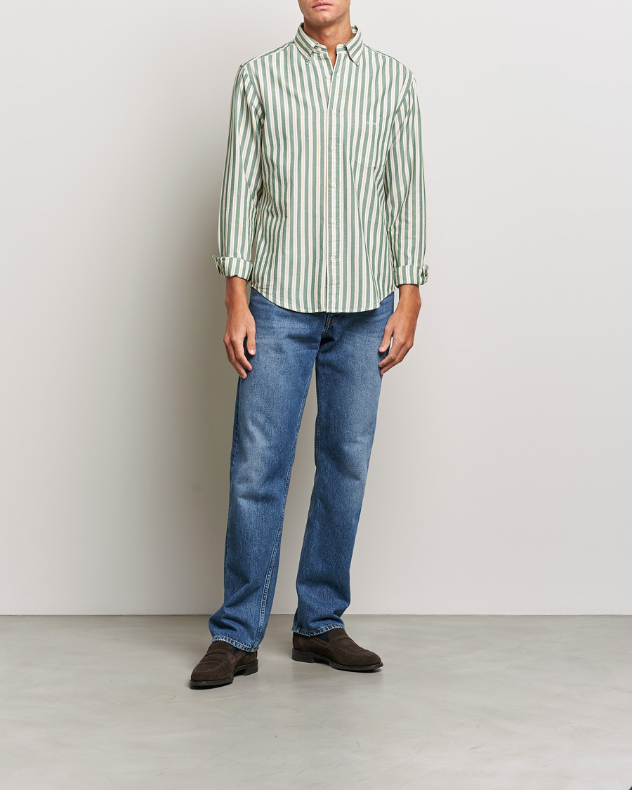 Herre | Skjorter | GANT | Regular Fit Archive Oxford Striped Shirt Forest Green