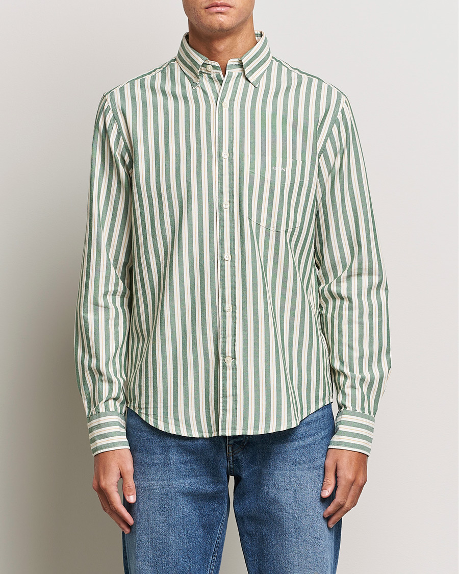 Herre |  | GANT | Regular Fit Archive Oxford Striped Shirt Forest Green