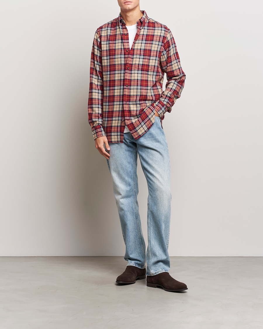 Herre | Skjorter | Gant | Regular Fit Flannel Checked Shirt Plumped Red