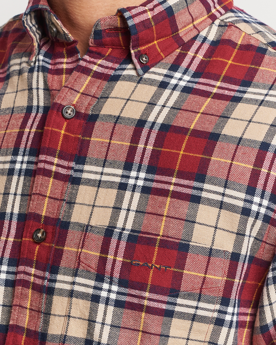Herre | Skjorter | Gant | Regular Fit Flannel Checked Shirt Plumped Red