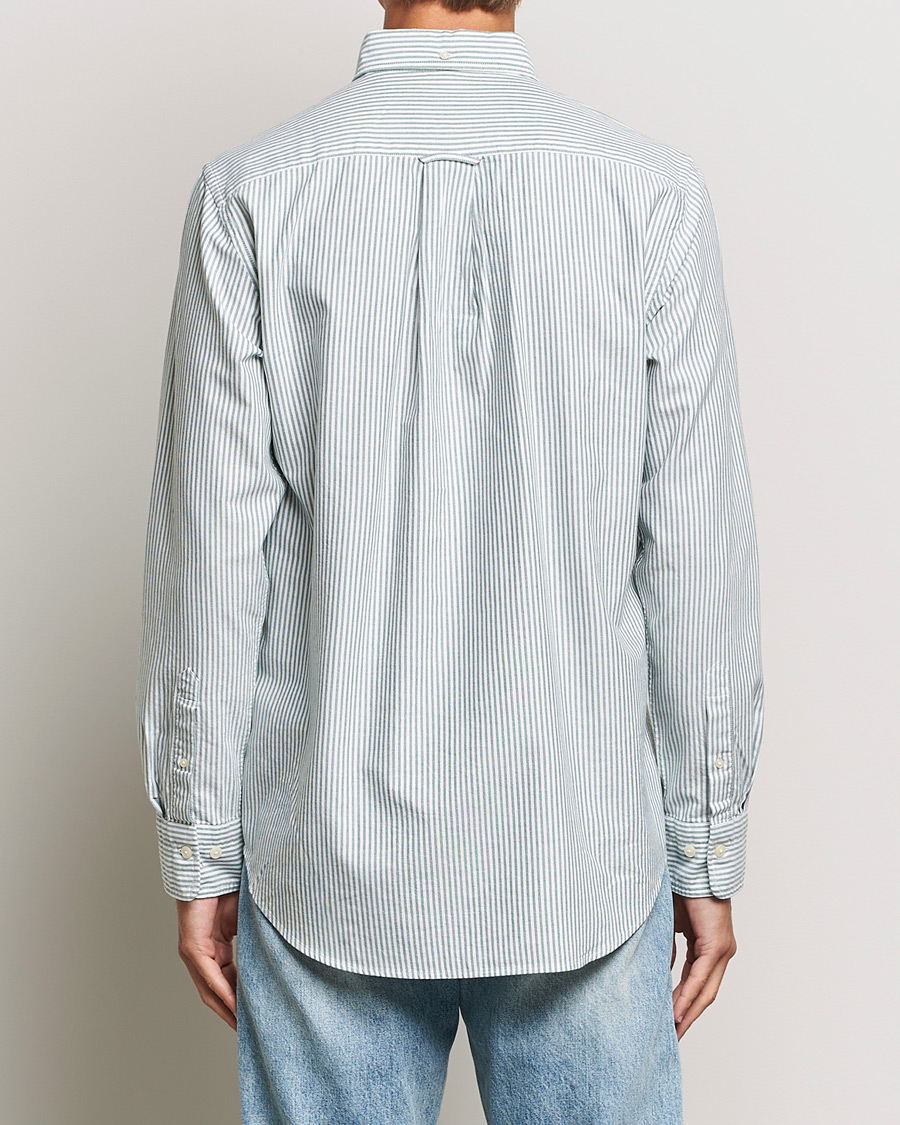 Herre | Skjorter | GANT | Regular Fit Striped Oxford Shirt Forest Green