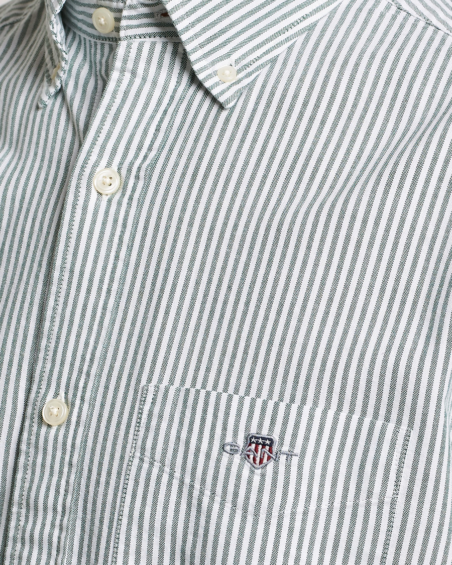 Herre | Skjorter | GANT | Regular Fit Striped Oxford Shirt Forest Green