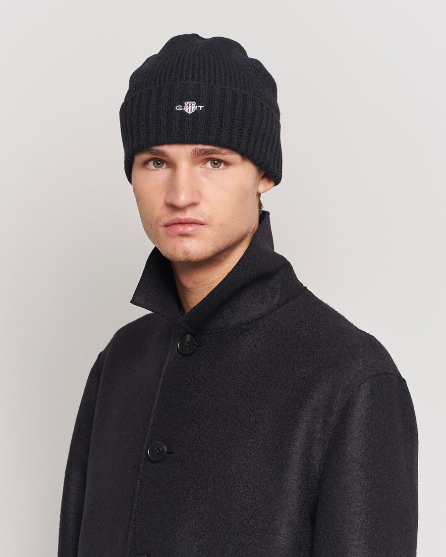 Herre | GANT | GANT | Wool Lined Beanie Black