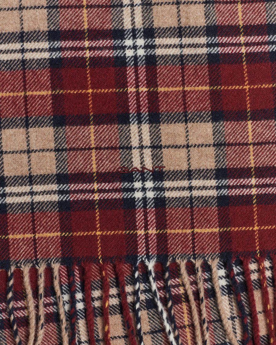 Herre | GANT Wool Multi Checked Scarf Plumped Red | GANT | Wool Multi Checked Scarf Plumped Red