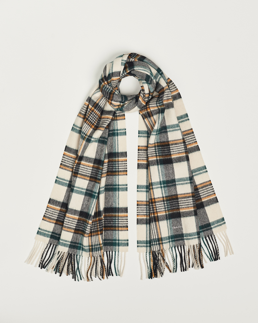 Herre | GANT Wool Multi Checked Scarf Putty Multi | GANT | Wool Multi Checked Scarf Putty Multi