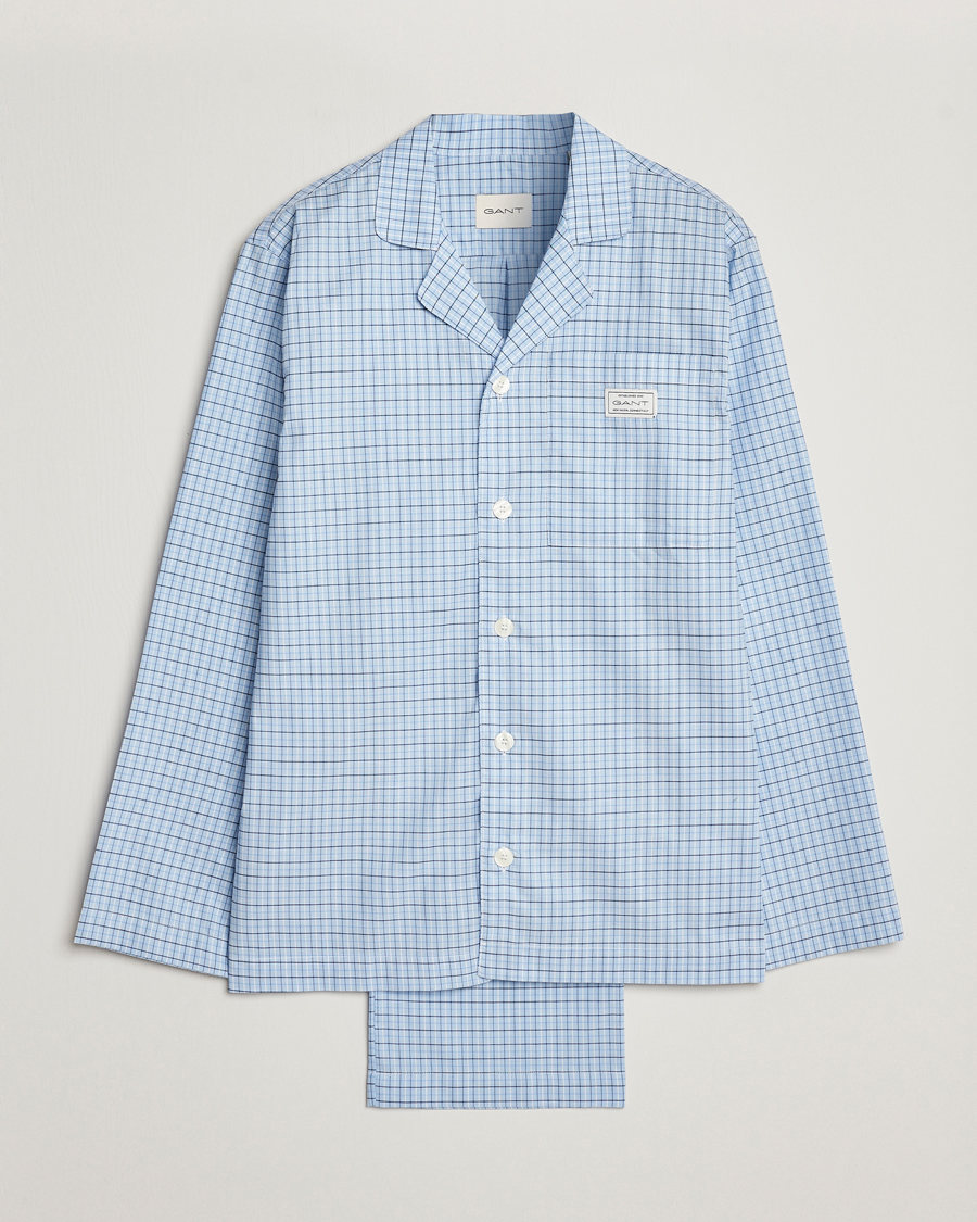 Herre | Pyjamas & Morgenkåber | Gant | Checked Pyjama Set Capri Blue