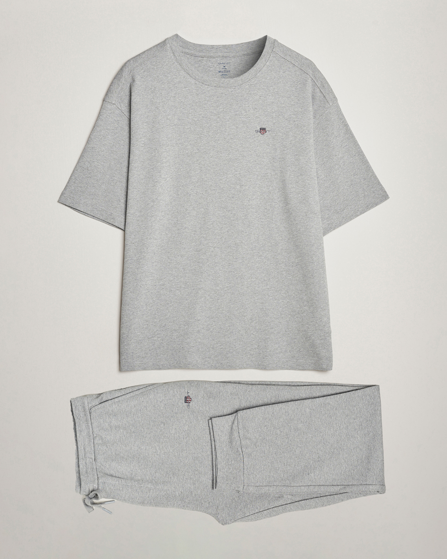 Herre | Pyjamas & Morgenkåber | GANT | Premium Loungewear Set Grey Melange