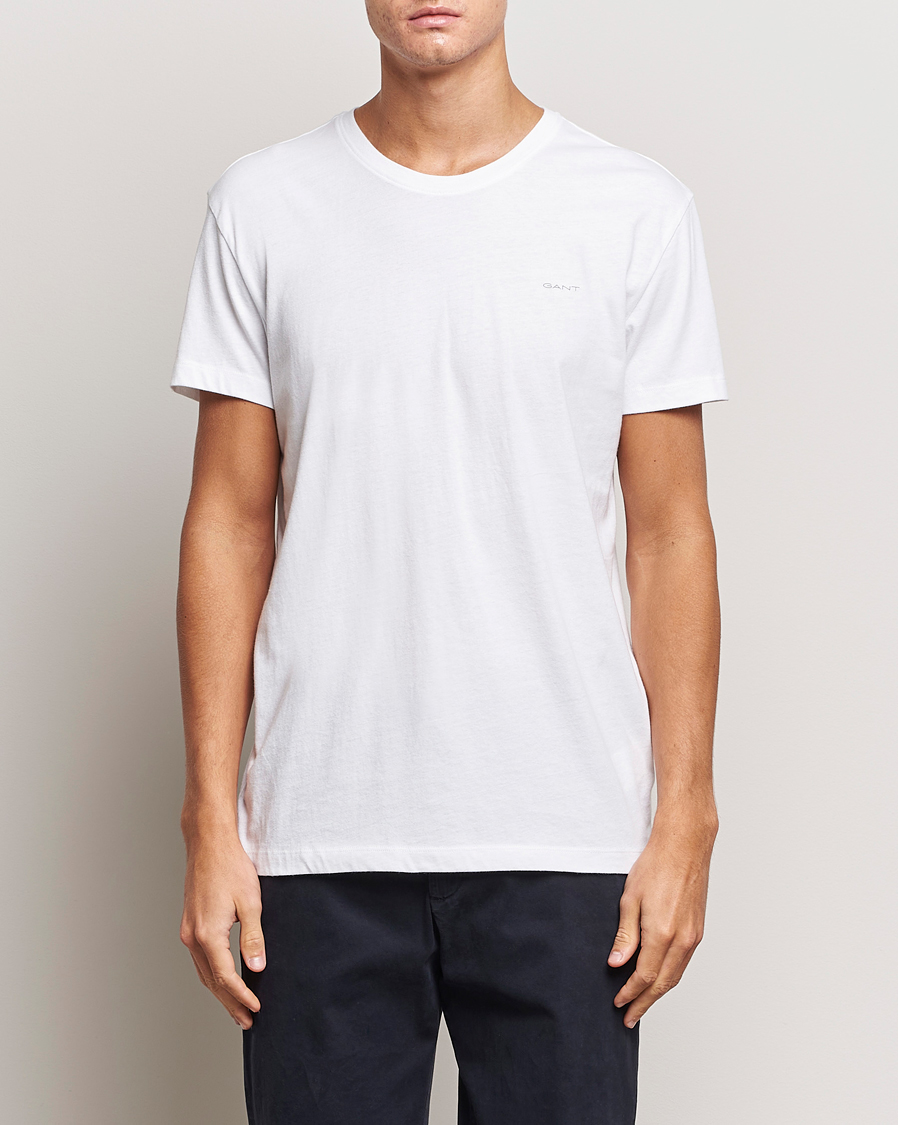 Herre | T-Shirts | GANT | 2-Pack Crew Neck T-Shirt Navy/White