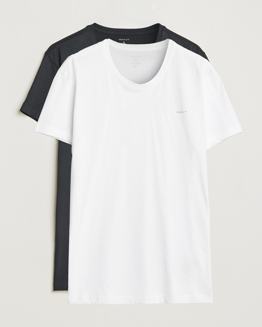 Herre | Sorte t-shirts | GANT | 2-Pack Crew Neck T-Shirt Black/White