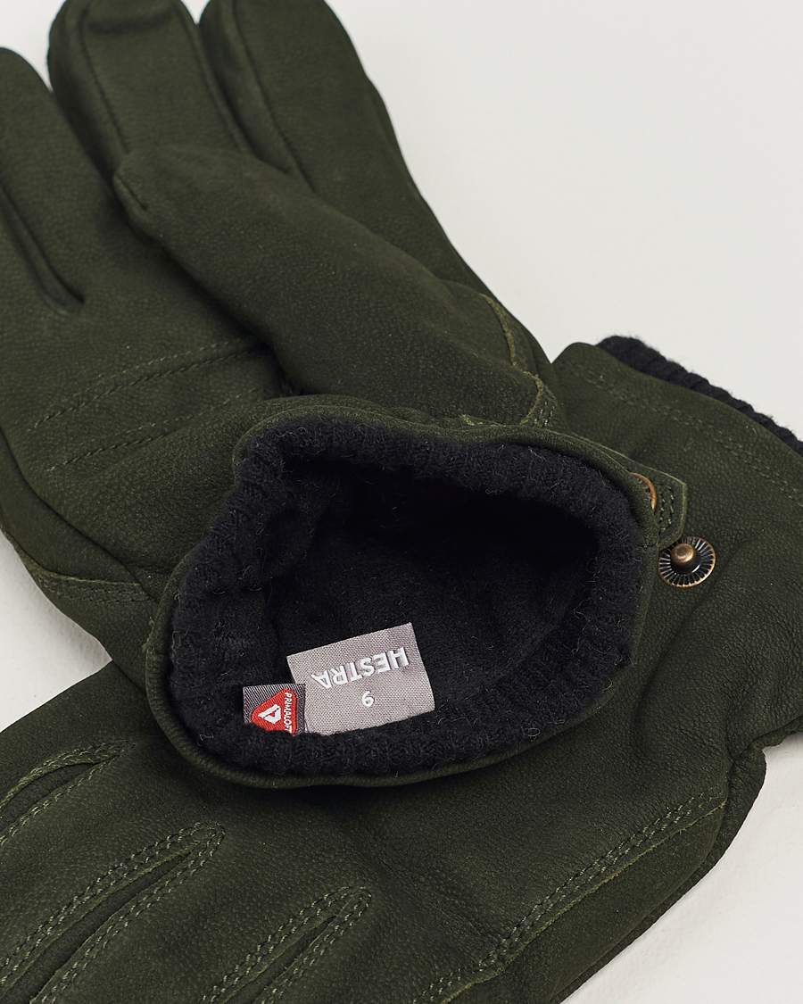 Herre | Handsker | Hestra | Bergvik Fleece Liner Buckle Nubuck Glove Bottle Green