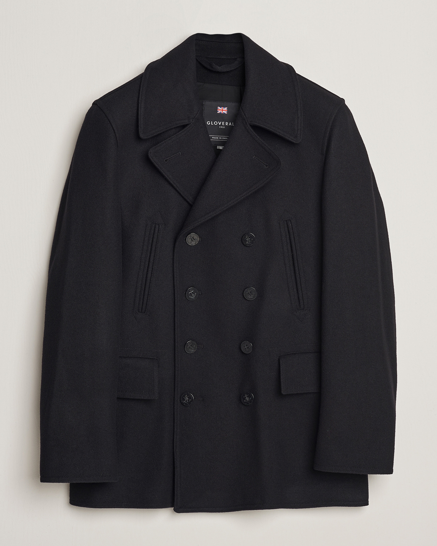 Herre | Jakker | Gloverall | Churchill Reefer Peacoat Black