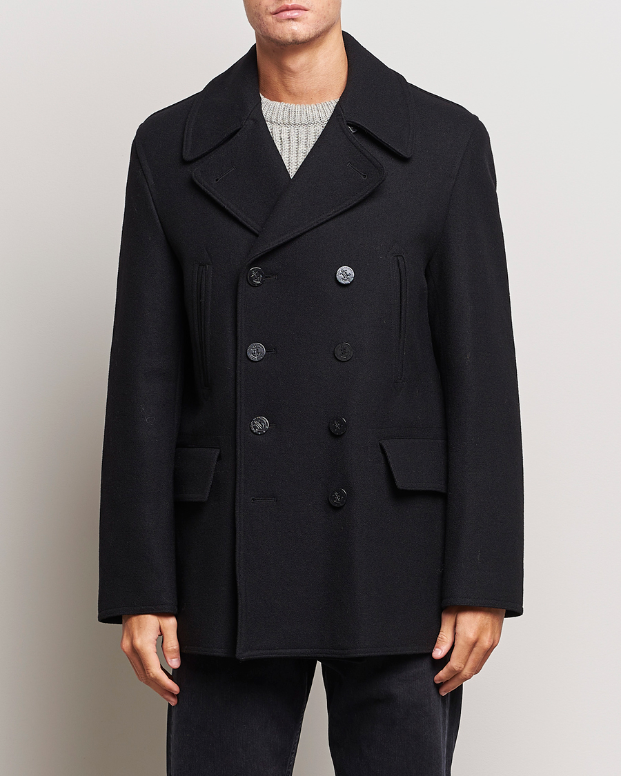 Herre | Jakker | Gloverall | Churchill Reefer Peacoat Black