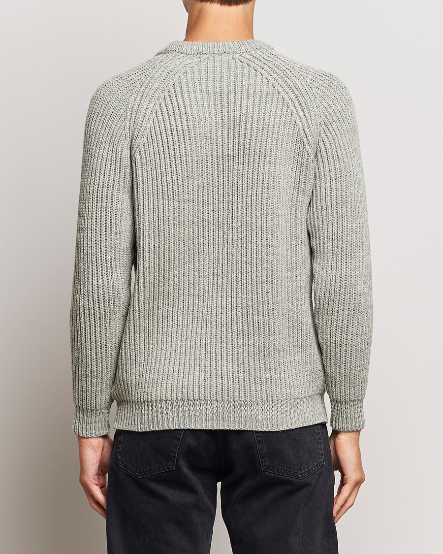 Herre | Trøjer | Gloverall | Fisherman Rib Chunky Wool Crew Light Grey