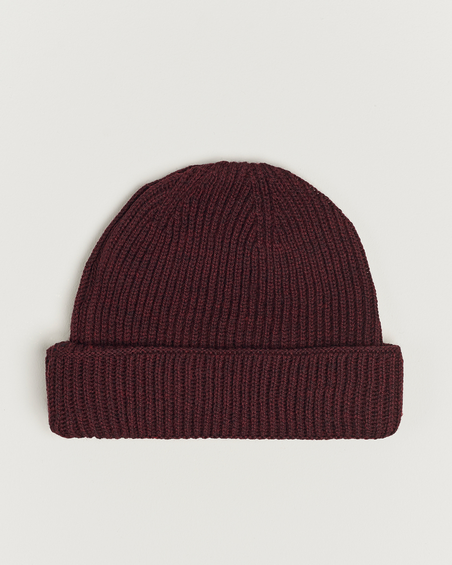 Herre | Gloverall Fisherman Lambswool Beanie Burgundy | Gloverall | Fisherman Lambswool Beanie Burgundy
