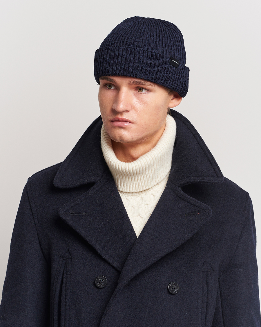 Herre | Gloverall Fisherman Lambswool Beanie Navy | Gloverall | Fisherman Lambswool Beanie Navy