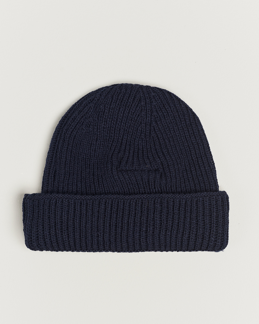 Herre | Gloverall Fisherman Lambswool Beanie Navy | Gloverall | Fisherman Lambswool Beanie Navy