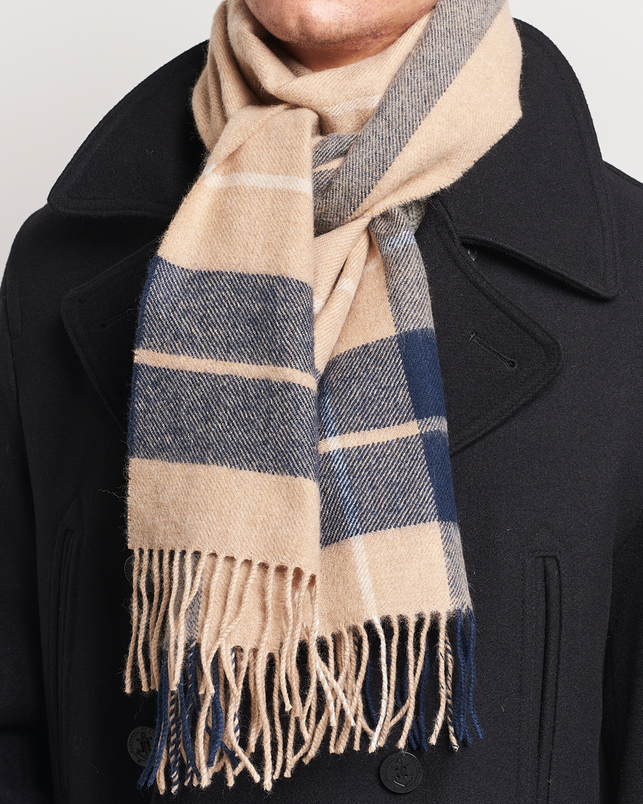 Herre | Best of British | Gloverall | Lambswool Scarf Camel Check