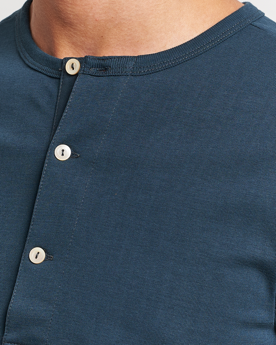 Herre | Trøjer | Merz b. Schwanen | Classic Organic Cotton Henley Mineral Blue