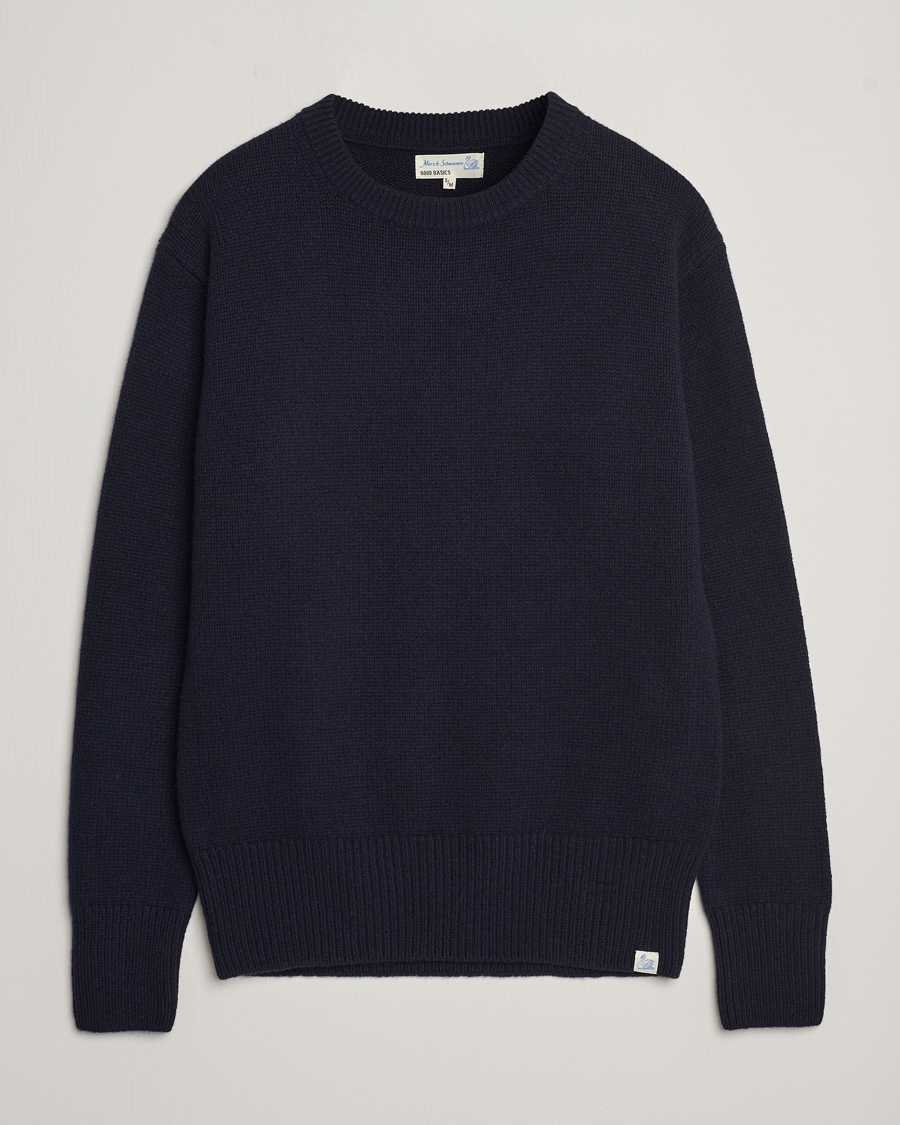 Herre | Trøjer | Merz b. Schwanen | Merino/Cashmere Knitted Sweater Dark Navy
