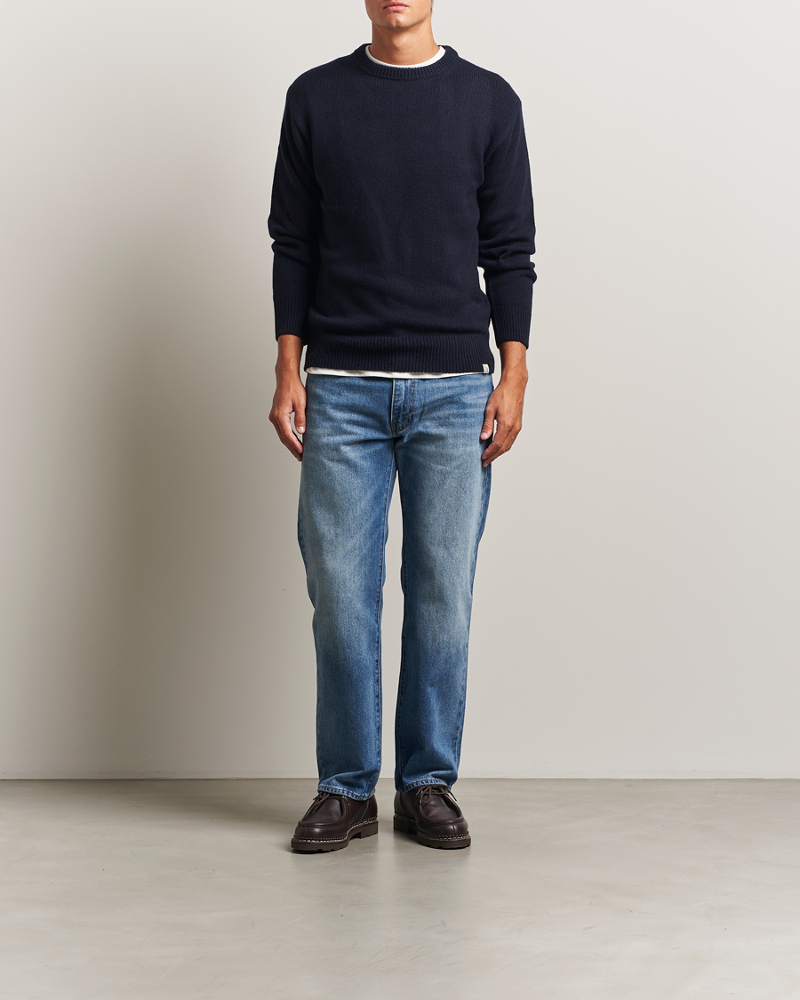 Herre | Trøjer | Merz b. Schwanen | Merino/Cashmere Knitted Sweater Dark Navy